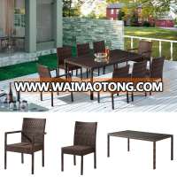 Foshan Lowest outdoor rattan dining table and chairs set used patio furniture