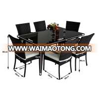 Rattan Outdoor Garden Hot Sale 6 Chairs Rectangle Table Dining Set Furniture B